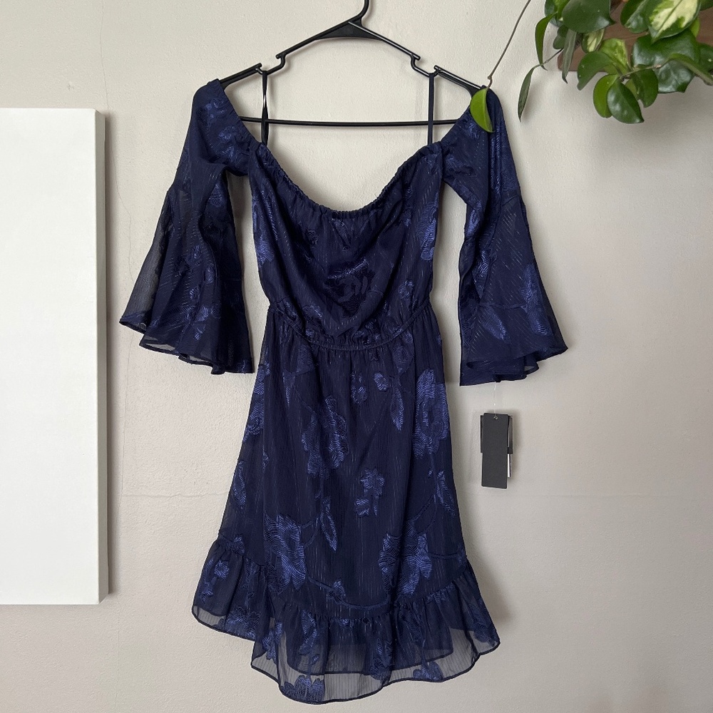 City Studio Navy Blue Off-Shoulder Dress
